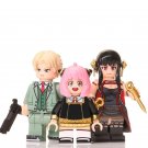 3pcs Spy x Family Anya Forger Loid Forger Yor Forger Minifigures Set Accessories