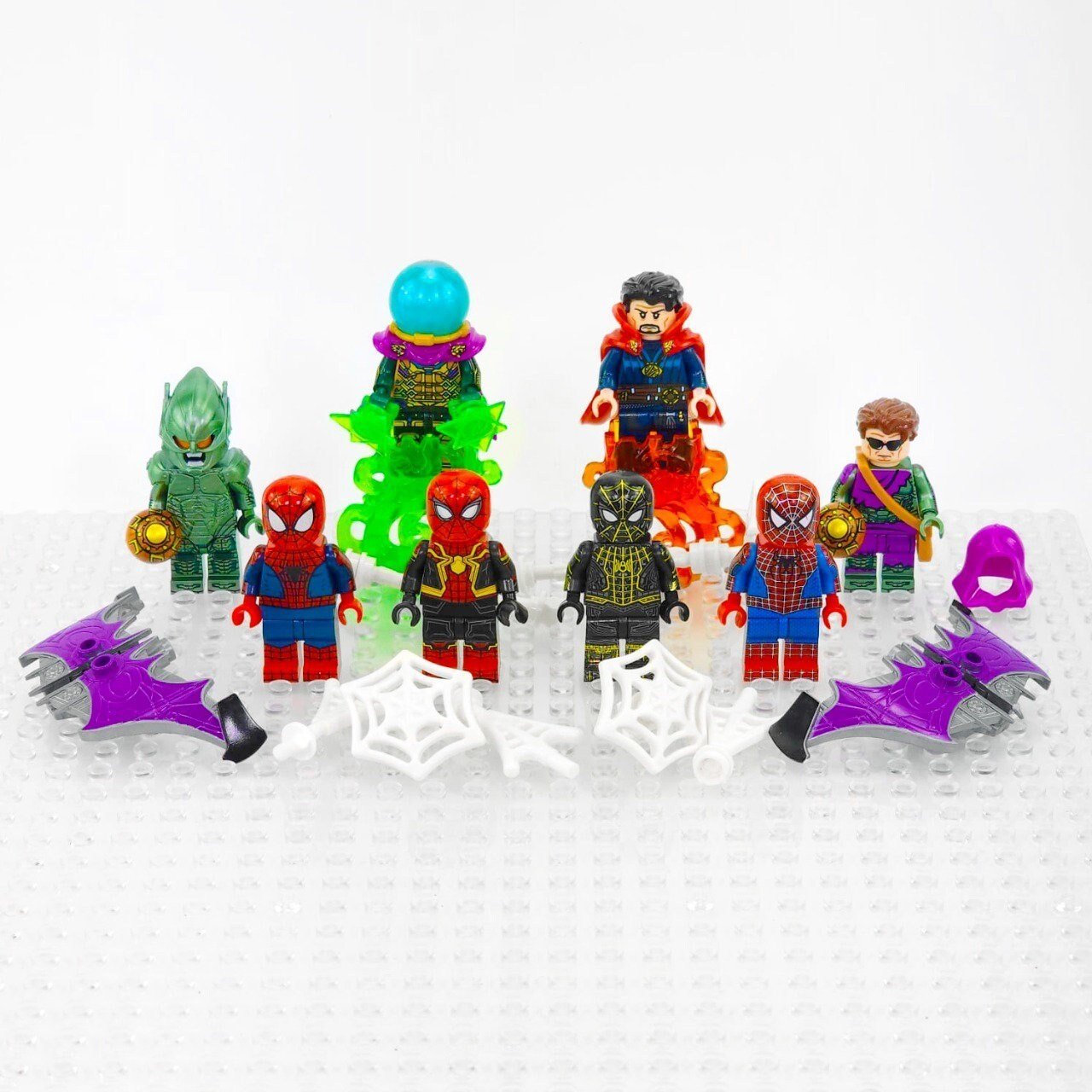 8pcs Spider-Man No Way Home Minifigures Set Green Goblin Mysterio Accessories