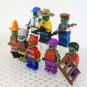 8pcs Plants vs Zombies Minifigures Set Zombie with Weapons and Accessories