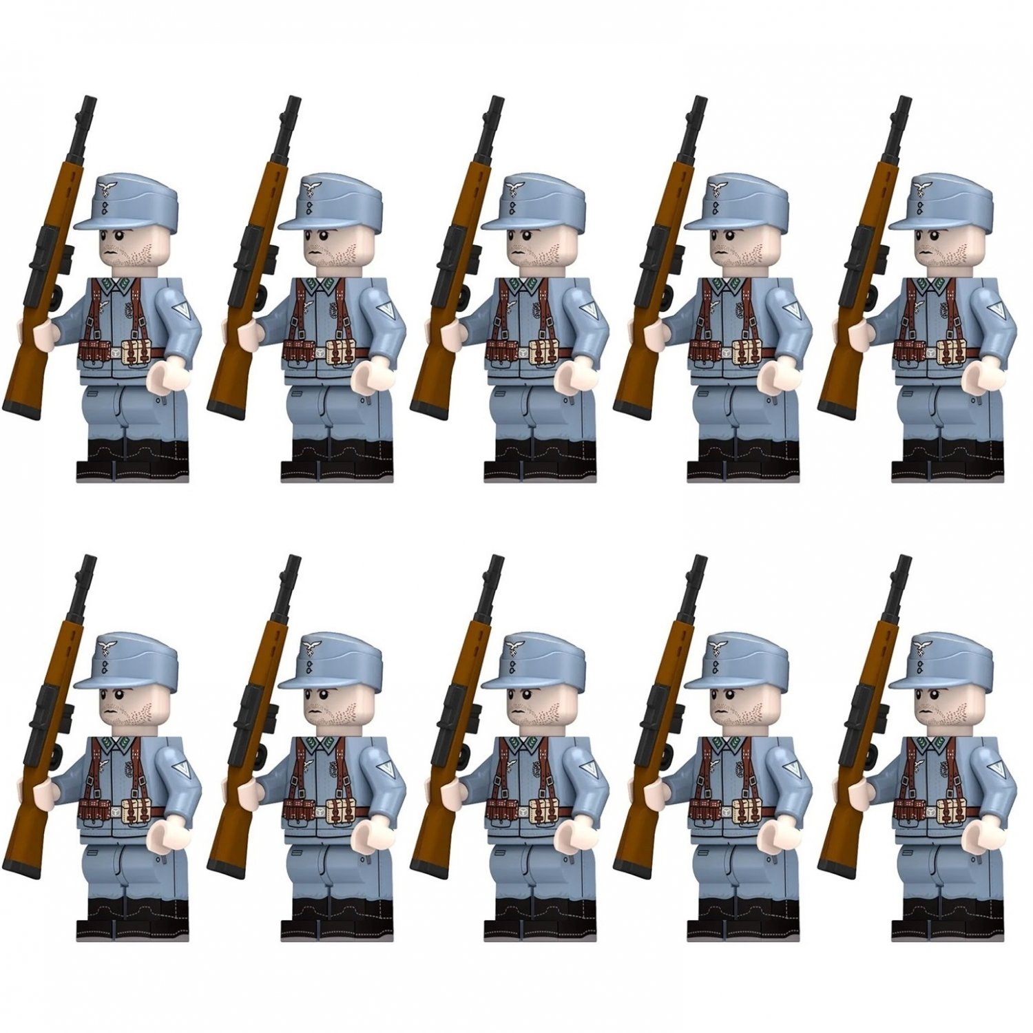 10pcs WW2 German Luftwaffe Field Army Soldiers Minifigures Set