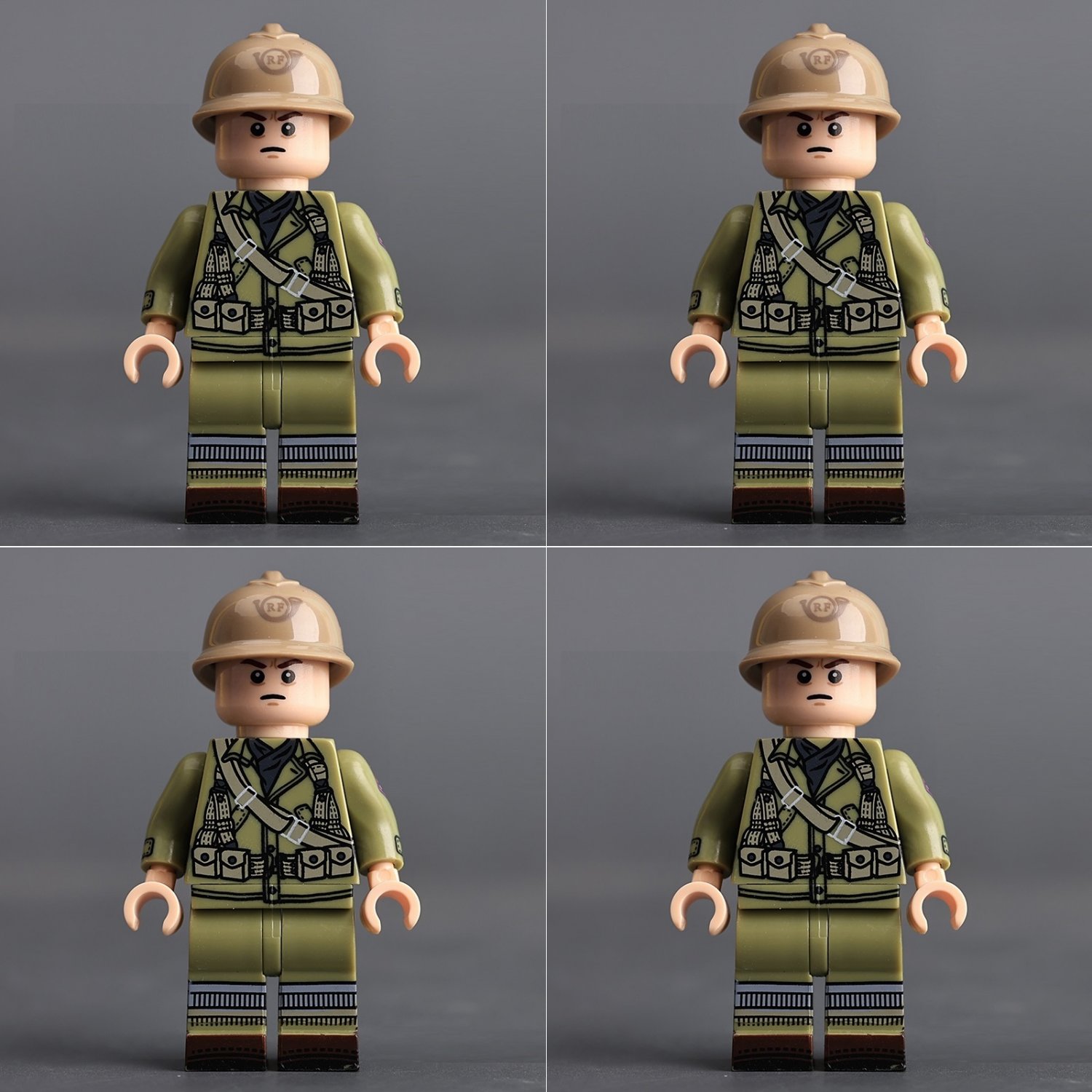 4pcs WW2 The 1st Free French Division Infantry Soldiers Minifigures Set