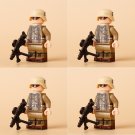 4pcs WW2 North African German Soldiers Machine Gunner Minifigures Building Toys