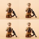 4pcs WW2 North African German Army Submachine Gunner Minifigures Building Toys