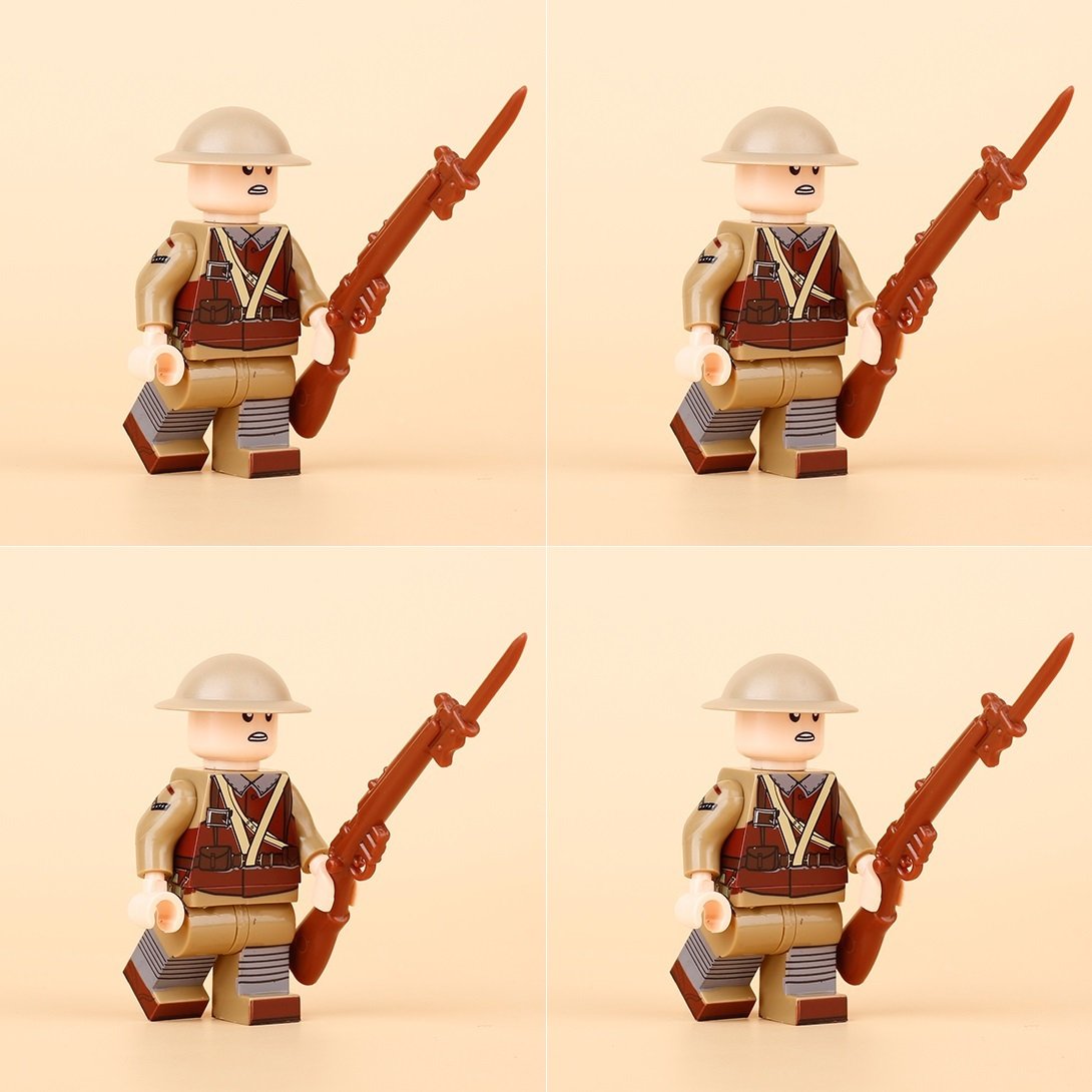 4pcs WW2 British Expeditionary Force (BEF) Soldiers Minifigures Building Toys