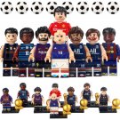 8pcs Football Players Superstar Messi Suarez Ronaldo Mbappe Minifigures Toys