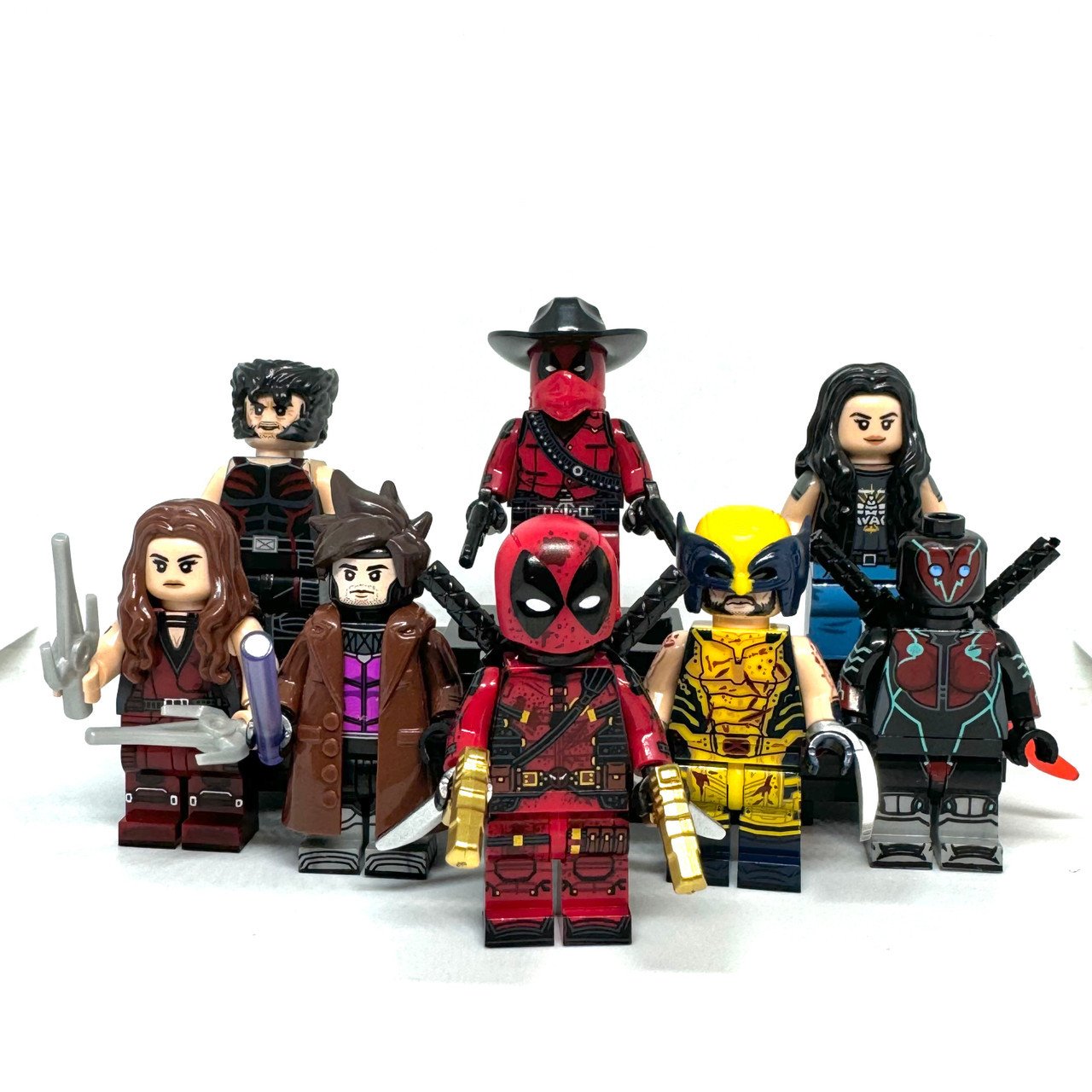 8pcs Deadpool Wolverine Variants X-23 Elektra Gambit Minifigures Building Toys