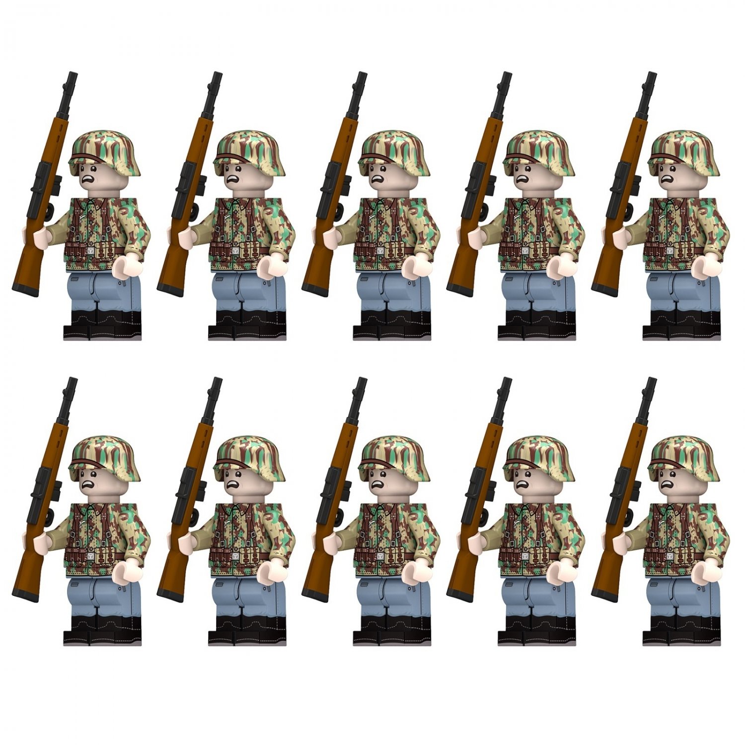 10pcs WW2 German Luftwaffe Field Division Soldiers Minifigures Building Toys