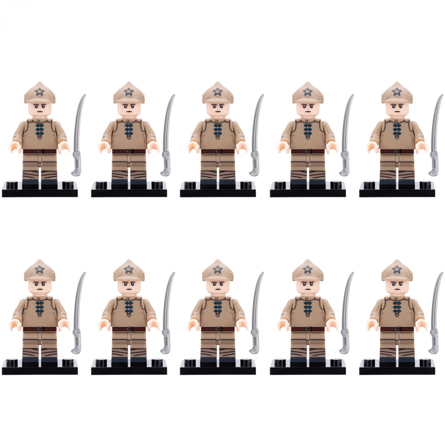 10pcs Russian Soviet Union the 1st Cavalry Army Soldiers Minifigures Set