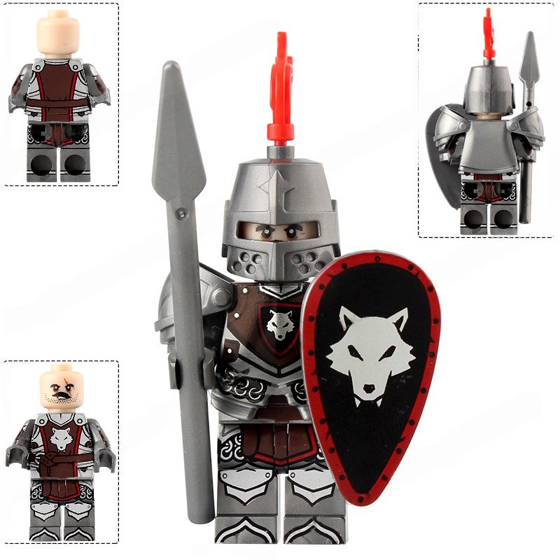 Wolfpack Knight (Heavy armor) Castle Kingdoms Minifigures Minifigs Toy Gift