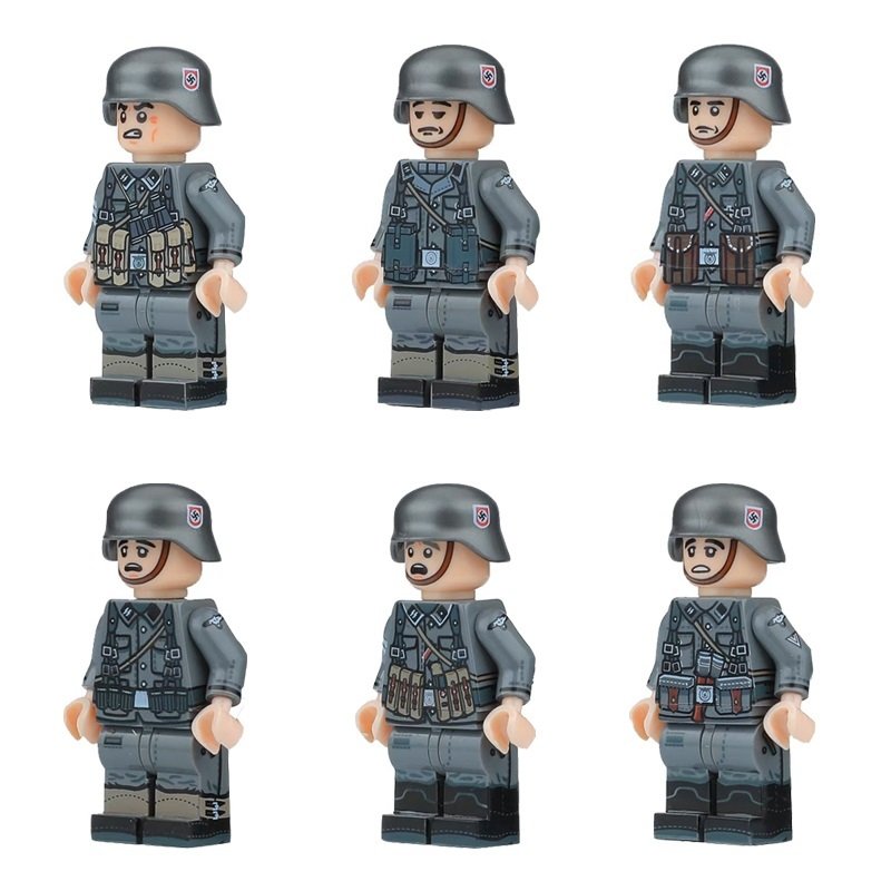 6pcs WW2 German Army German Waffen SS Soldiers Minifigures Building Toys
