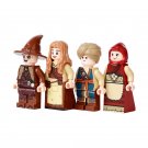4pcs Medieval Town Witch Elderly Girl Merchant Minifigures Building Toys