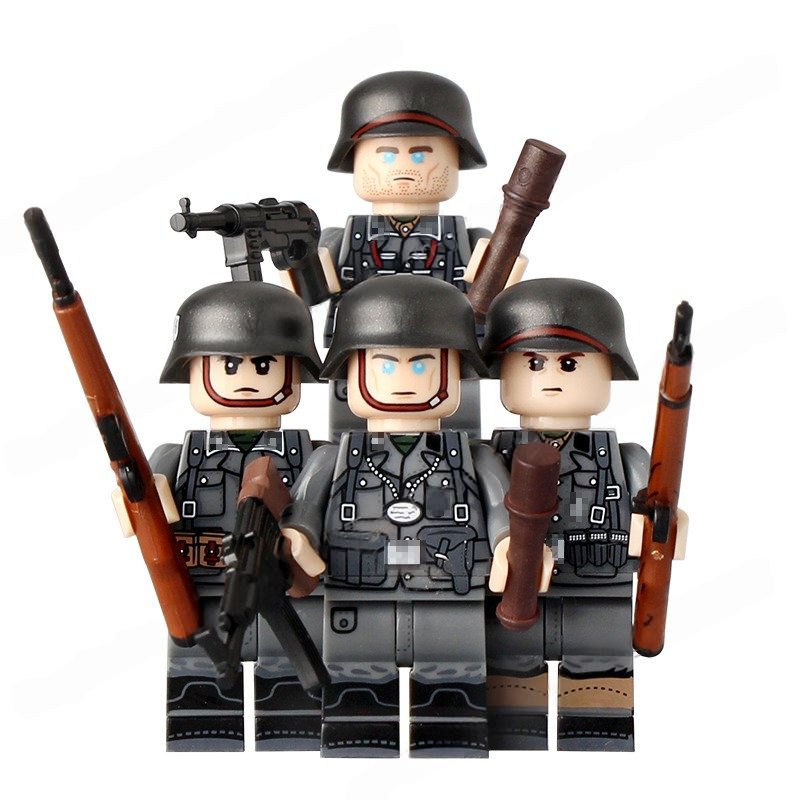4pcs WW2 German Army Foreign Soldiers Minifigures Building Toys