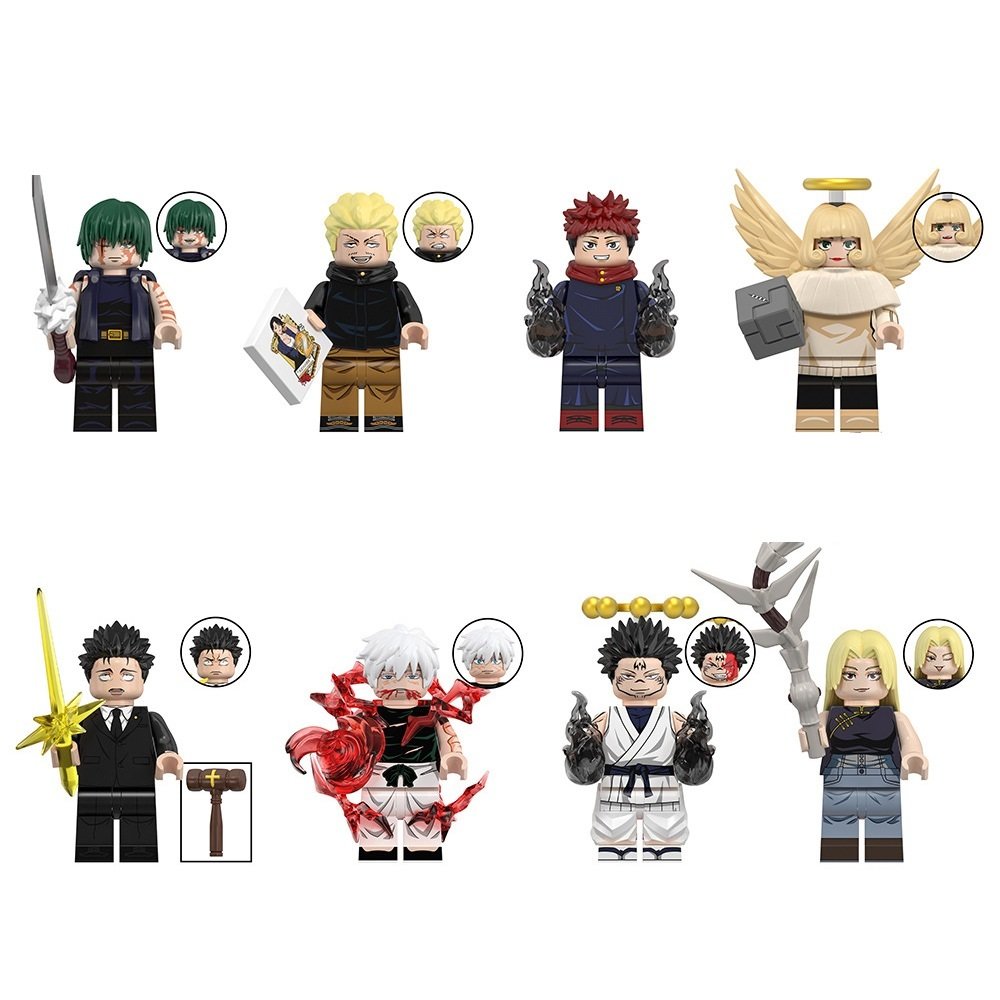8pcs Jujutsu Kaisen Gojo Satoru Yuji Sukuna Kinji Maki Zenin Minifigures Toys