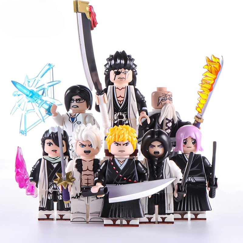 8pcs Anime Bleach Yamamoto Ichigo Kurosaki Toushirou Zazaki Minifigures Toy Gift