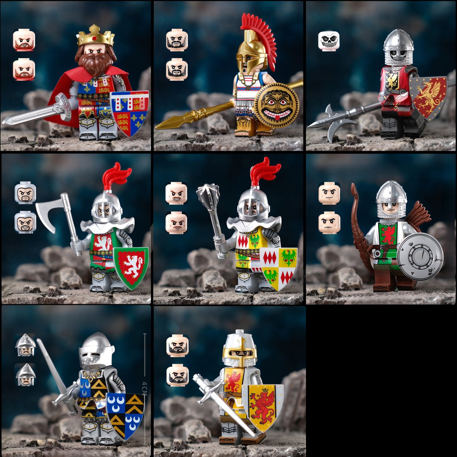 8pcs Medieval Warrior Lionheart Heavy Infantry Knight Archer Minifigure Toy Gift