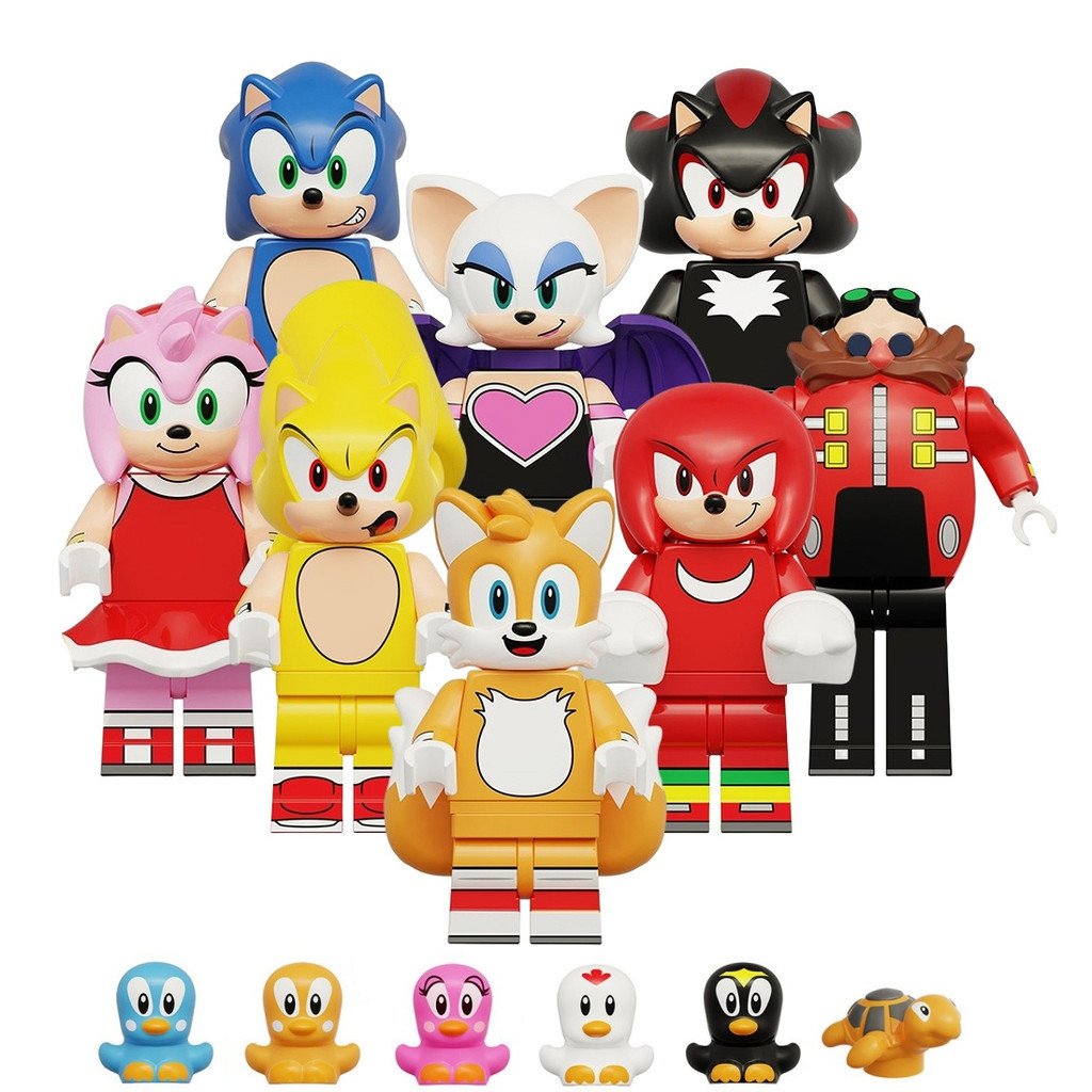 8pcs Sonic the Hedgehog Robotnik Shadow Knuckles Tails Rouge Amy Minifigures