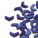 Chevron Duo 10x4 Jet Full Azuro black with iridescent blue sheen30 Beads Czech glass 2 hole beads