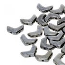 Chevron Duo 10x4 Chalk Gunmetal 30 Beads Czech glass 2 hole beads