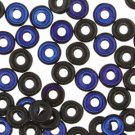 O Beads 3.8x1mm Jet Azuro ~7.1gm Czech glass black and blue beads for beadwork, bead embroidery