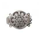 5 strand Push Pull Clasp, 22mm Silver plate tab/box type beadwork