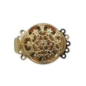 5 strand Push Pull Clasp, 22mm Gold plate tab/box type beadwork