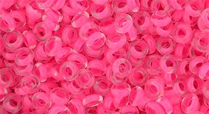 TOHO Demi Round 8/0 3mm Inside-Color Matte Crystal/Neon Pink-Lined &Euml;�7gm beads color 971