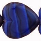 Heart Window Beads 15 x 15mm Navy/Black 12 ct Czech Glass Beads 107-1515-35012
