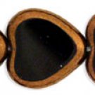 Heart Window Beads 15 x 15mm Jet – Bronze 12 ct Czech Glass Beads 107-1515-B2398
