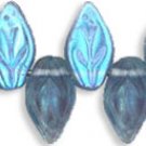 Leaves 10/5mm Montana Blue AB 25 ct Czech Glass Beads