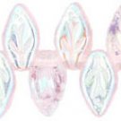 Leaves 10/5mm Rosaline AB 25 ct Czech Glass Beads pink