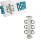 Clasp, 3 strand slide 21mm antique silver plate