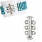 Clasp, 3 strand slide 21mm antique silver plate