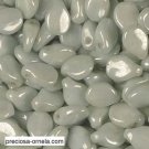 Pip 5X7mm WHITE ALABASTER GREEN LUSTER, aprx 60 Czech glass beads