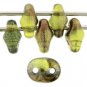 SuperDuo 5x2mm Bronze Luster 1/2 - Olivine aprx 10gm Czech glass 2-hole beads Color RR5023