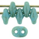 SuperDuo 5x2mm Opaque Baby Blue - Star Dust aprx 10gm Czech glass 2-hole beads Color ST6303