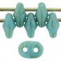SuperDuo 5x2mm Opaque Baby Blue - Star Dust aprx 10gm Czech glass 2-hole beads Color ST6303