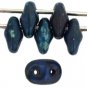 SuperDuo 5x2mm Opaque Blue - Picasso aprx 10gm Czech glass 2-hole beads Color T3305