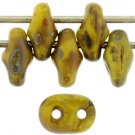 SuperDuo 5x2mm Opaque Yellow - Picasso aprx 10gm Czech glass 2-hole beads Color T8312
