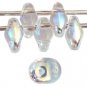 SuperDuo 5x2mm Crystal AB aprx 10gm Czech glass 2-hole beads Color X0003
