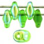 SuperDuo 5x2mm Chrysolite AB aprx 10gm Czech glass 2-hole beads Color X5005