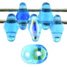 SuperDuo 5x2mm Aqua AB aprx 10gm Czech glass 2-hole beads Color X6002
