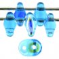 SuperDuo 5x2mm Aqua AB aprx 10gm Czech glass 2-hole beads Color X6002