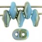 SuperDuo 5x2mm Blue Turquoise - Celsian aprx 10gm Czech glass 2-hole beads Color Z6303