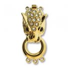Elegant Elements Gold Plated 16x38mm 3 strand clasp Cheetah with Crystals