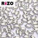 Rizo 2.5x6mm ALUMINUM SILVER, aprx 22gm Czech Glass Beads color 00030-01700