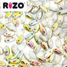 Rizo 2.5x6mm WHITE OPAL VITRAIL, aprx 22gm Czech Glass Beads color 01000-28101