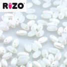 Rizo 2.5x6mm WHITE OPAL AB MATTE, aprx 22gm Czech Glass Beads color 01000-28771