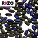 Rizo 2.5x6mm JET AZURO MATTE, aprx 22gm Czech Glass Beads color 23980-22271