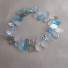 Leaf, Czech Glass, 12x7mm Serenity Mix aprx 50 beads various blues