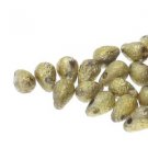 4x6mm ETCH AMBER DROP, aprx 25 beads